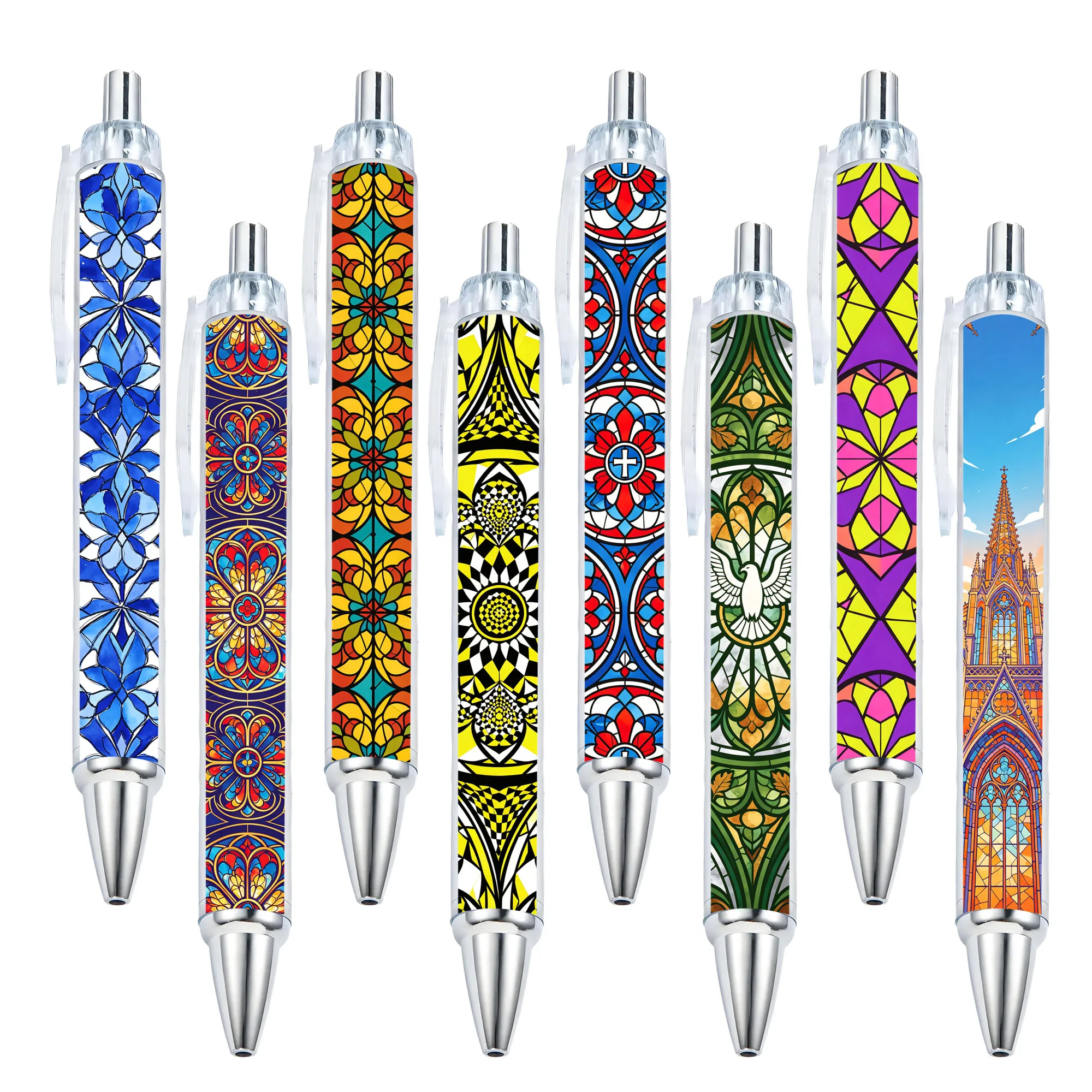 8pcs Bright Gothic Colored Glass Pattern Theme Press Ballpoint Pen Pattern Random Student Daily Writing Ballpoint Pen
8pcs Bright Gothic Colored Glass Pattern Theme Press Ballpoint Pen Pattern Random Student Daily Writing Ballpoint Pen