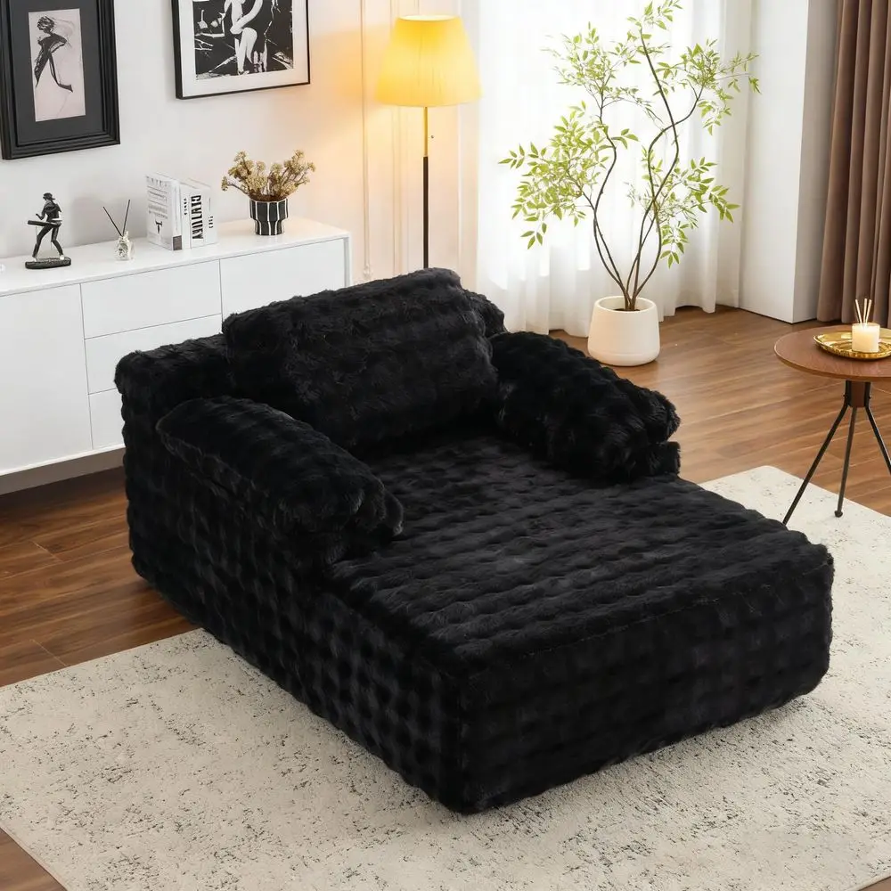 Chaise Lounge Chair, Black Boneless Couch Oversized Reading Chair Upholstered Bubble Fleece Cloud Couch Sofa Recliner Bed Comfy
Chaise Lounge Chair, Black Boneless Couch Oversized Reading Chair Upholstered Bubble Fleece Cloud Couch Sofa Recliner Bed Comfy