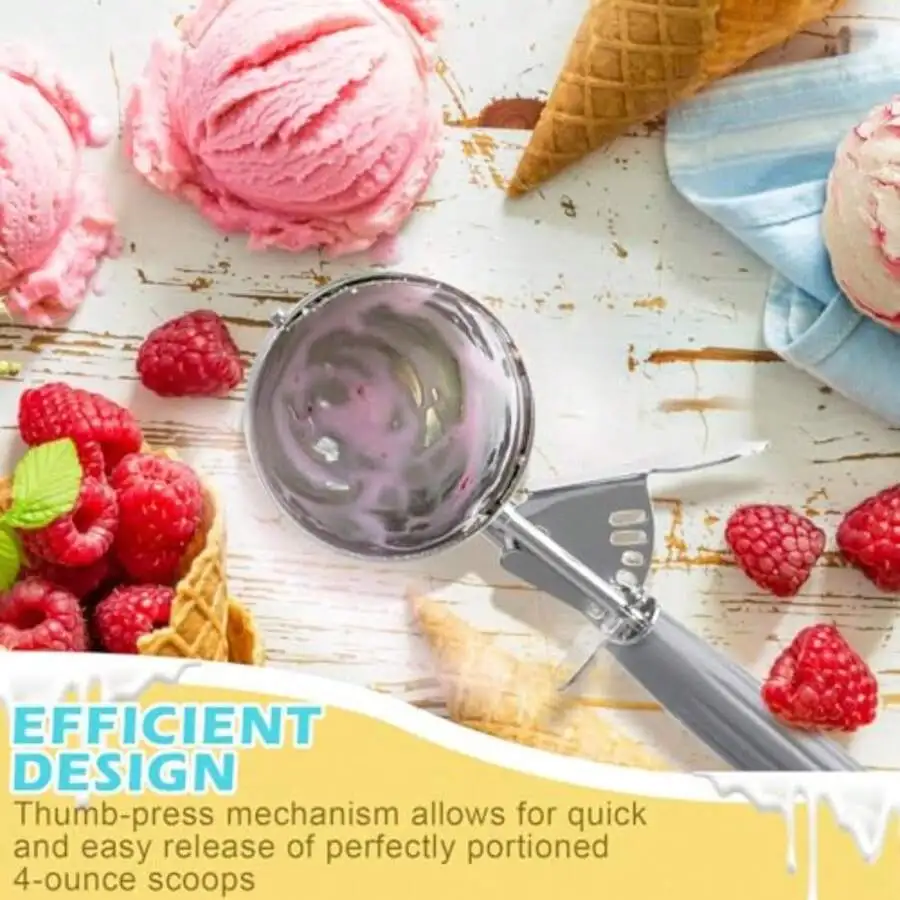 Commercial Grade Thumb Press Ice Cream Scoop 4 Oz 18/8 Stainless Steel Grey Handle
Commercial Grade Thumb Press Ice Cream Scoop 4 Oz 18/8 Stainless Steel Grey Handle