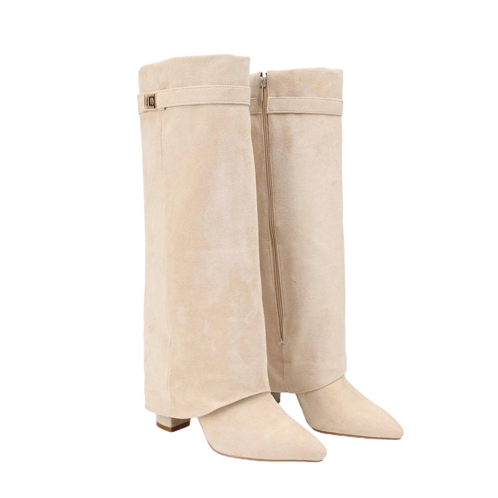 Knee High Boots for Women Fold Over Chunky Heel Pointed Toe Long Boots Zipper Tall Boots Straight Boots with Metal Buckle
Knee High Boots for Women Fold Over Chunky Heel Pointed Toe Long Boots Zipper Tall Boots Straight Boots with Metal Buckle