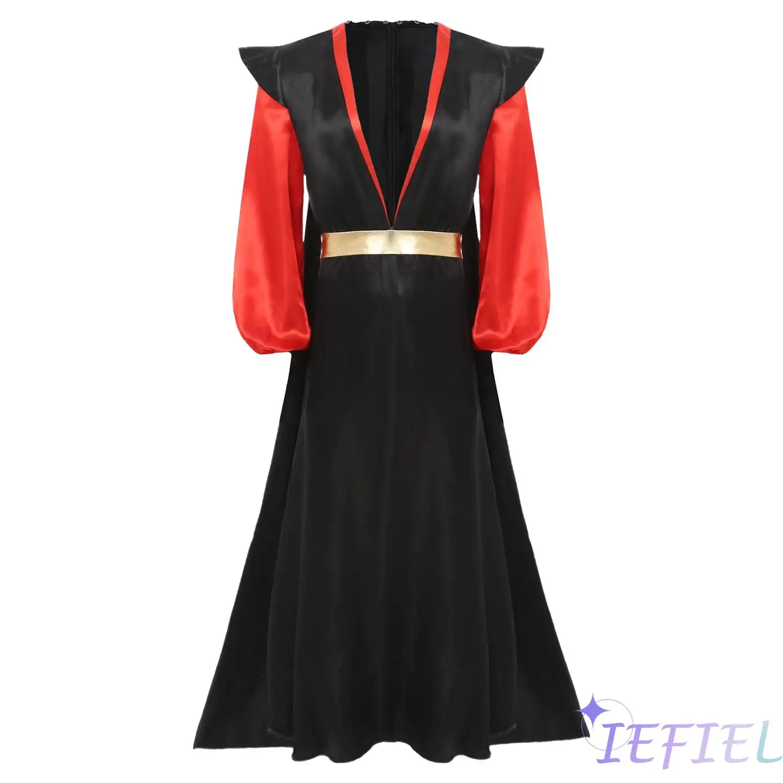 Men Halloween Theme Party Arabian Villain Cosplay Costume Long Lantern Sleeves Back Invisible Zipper Robe with Removable Cape
Men Halloween Theme Party Arabian Villain Cosplay Costume Long Lantern Sleeves Back Invisible Zipper Robe with Removable Cape