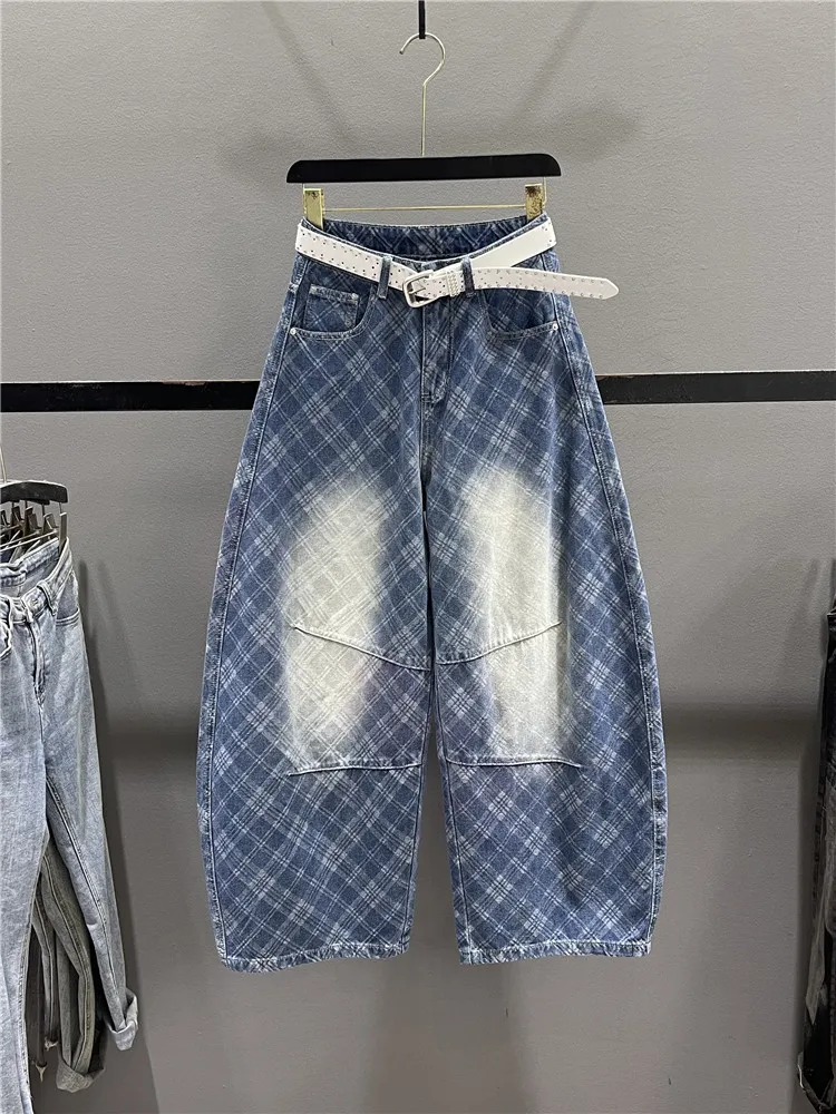 American Retro Plaid Wide Leg Pants Women's Summer Design Casual High Waist Loose Jeans Casual Loose Fit Trousers
American Retro Plaid Wide Leg Pants Women's Summer Design Casual High Waist Loose Jeans Casual Loose Fit Trousers