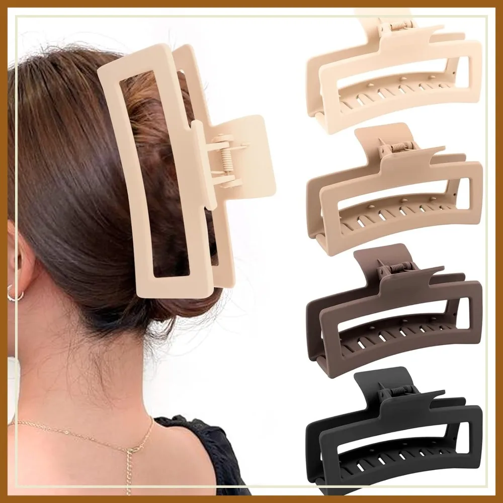5 Inch Extra Large Claw Clips for Thick Long Hair, 4 Pack Jumbo Rectangle Hair Clips, Strong Hold Non-slip Jaw Clips for Women, Neutral Colors
5 Inch Extra Large Claw Clips for Thick Long Hair, 4 Pack Jumbo Rectangle Hair Clips, Strong Hold Non-slip Jaw Clips for Women, Neutral Colors