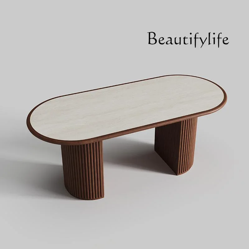 N40 Medieval oval solid wood dining table wabi sandy wind minimalist retro high-end rock slab household dining table
N40 Medieval oval solid wood dining table wabi sandy wind minimalist retro high-end rock slab household dining table