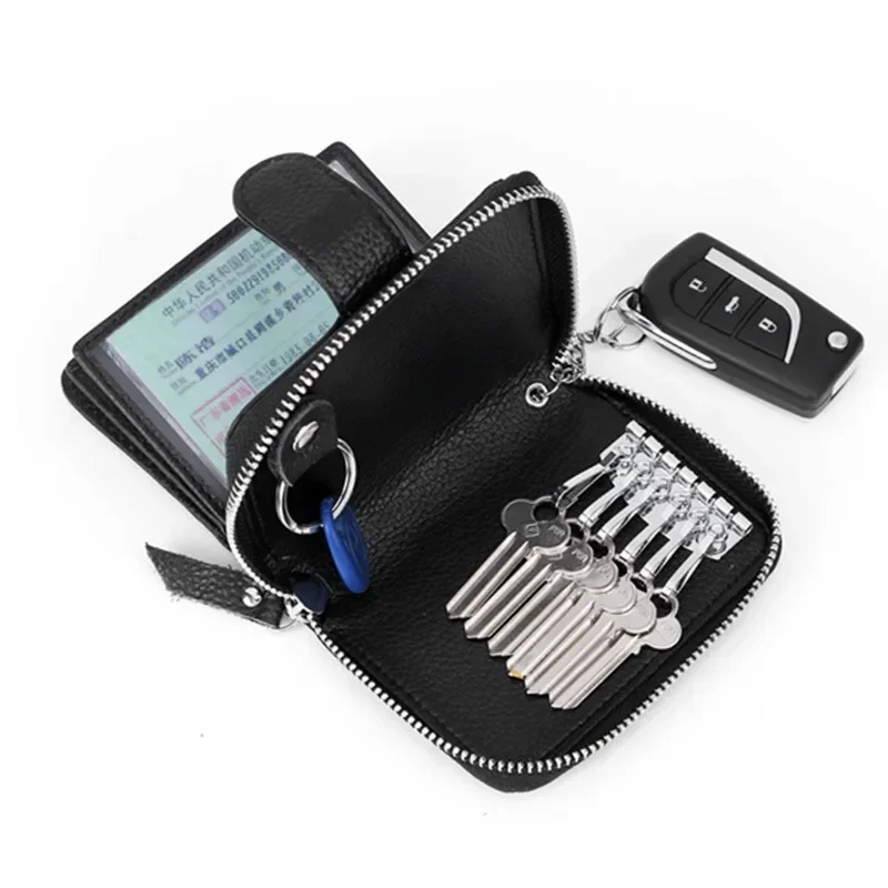 Genuine Leather Women Card Holder with Key Ring Leather Card Wallet with Key Ring Zip
Genuine Leather Women Card Holder with Key Ring Leather Card Wallet with Key Ring Zip