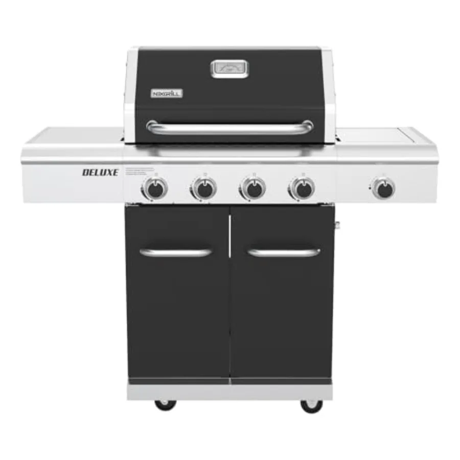 4-Burner Dual Fuel Gas Grill with Side Burner and Griddle Insert 626 SQ In Cooking Space 59 000 BTUs Stainless Steel Black Perf
4-Burner Dual Fuel Gas Grill with Side Burner and Griddle Insert 626 SQ In Cooking Space 59 000 BTUs Stainless Steel Black Perf