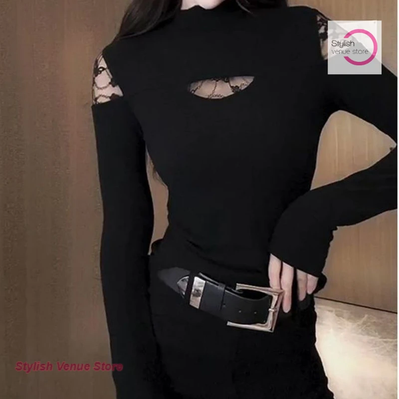 French-style half-high-necked openwork lace stitching long-sleeved T-shirt women's spring and autumn new sanded slim Joker top
French-style half-high-necked openwork lace stitching long-sleeved T-shirt women's spring and autumn new sanded slim Joker top