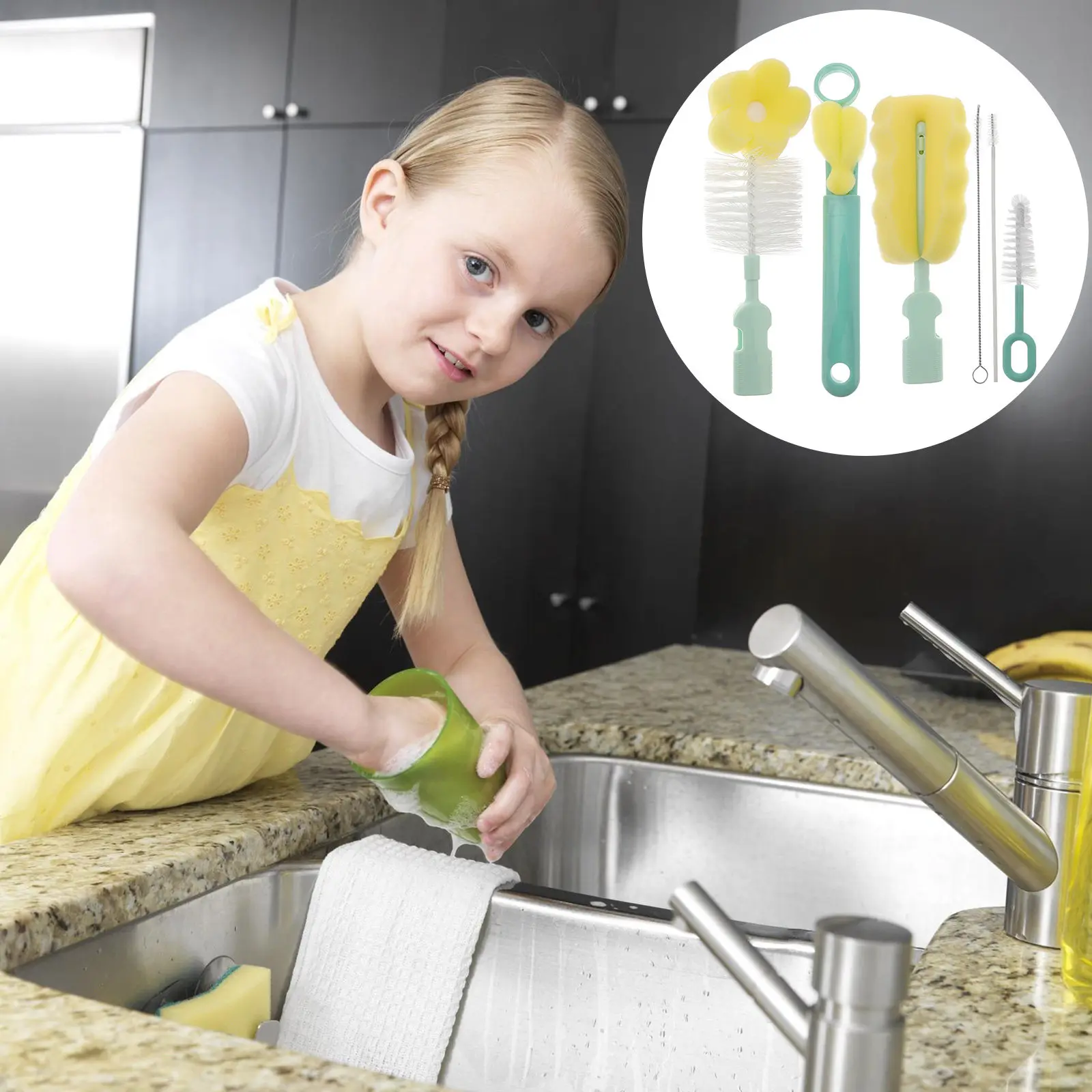 5-in-1 Baby Milk Bottle Cleaning Brush Set Includes 1 Sponge Bottle Brush 2 Straw Brushes 15Cm Food Grade Sponge PP Stainless
5-in-1 Baby Milk Bottle Cleaning Brush Set Includes 1 Sponge Bottle Brush 2 Straw Brushes 15Cm Food Grade Sponge PP Stainless