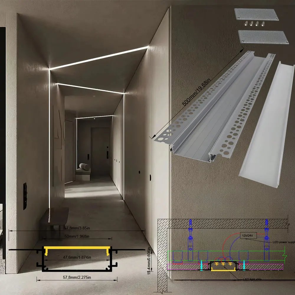 50×20mm 0.5m Aluminium LED light with profile plaster Suitable for ambient lighting in living rooms shops and exhibition spaces
50×20mm 0.5m Aluminium LED light with profile plaster Suitable for ambient lighting in living rooms shops and exhibition spaces