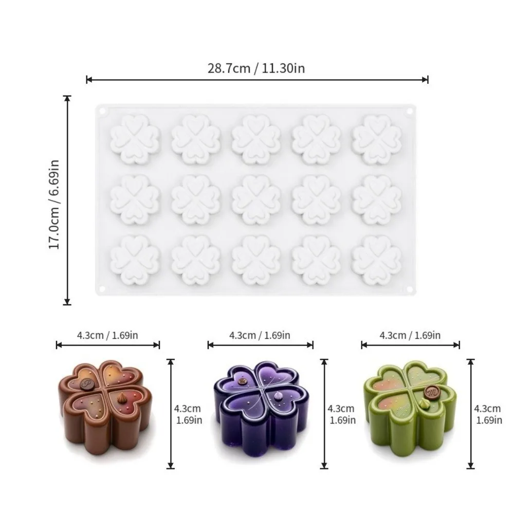 1/6/15 Cavity Four-Leaf Clover Shape Mousse Cake Mold Non-Stick Reusable Silicone Mousse Baking Molds Heat Resistant
1/6/15 Cavity Four-Leaf Clover Shape Mousse Cake Mold Non-Stick Reusable Silicone Mousse Baking Molds Heat Resistant