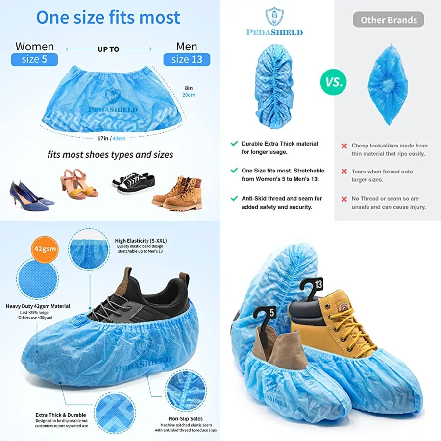 Premium XL Booties -Thick Extra Large Disposable Boot and Shoe Covers, Non Slip Water Resistant Feet Protectors, Construction D
Premium XL Booties -Thick Extra Large Disposable Boot and Shoe Covers, Non Slip Water Resistant Feet Protectors, Construction D