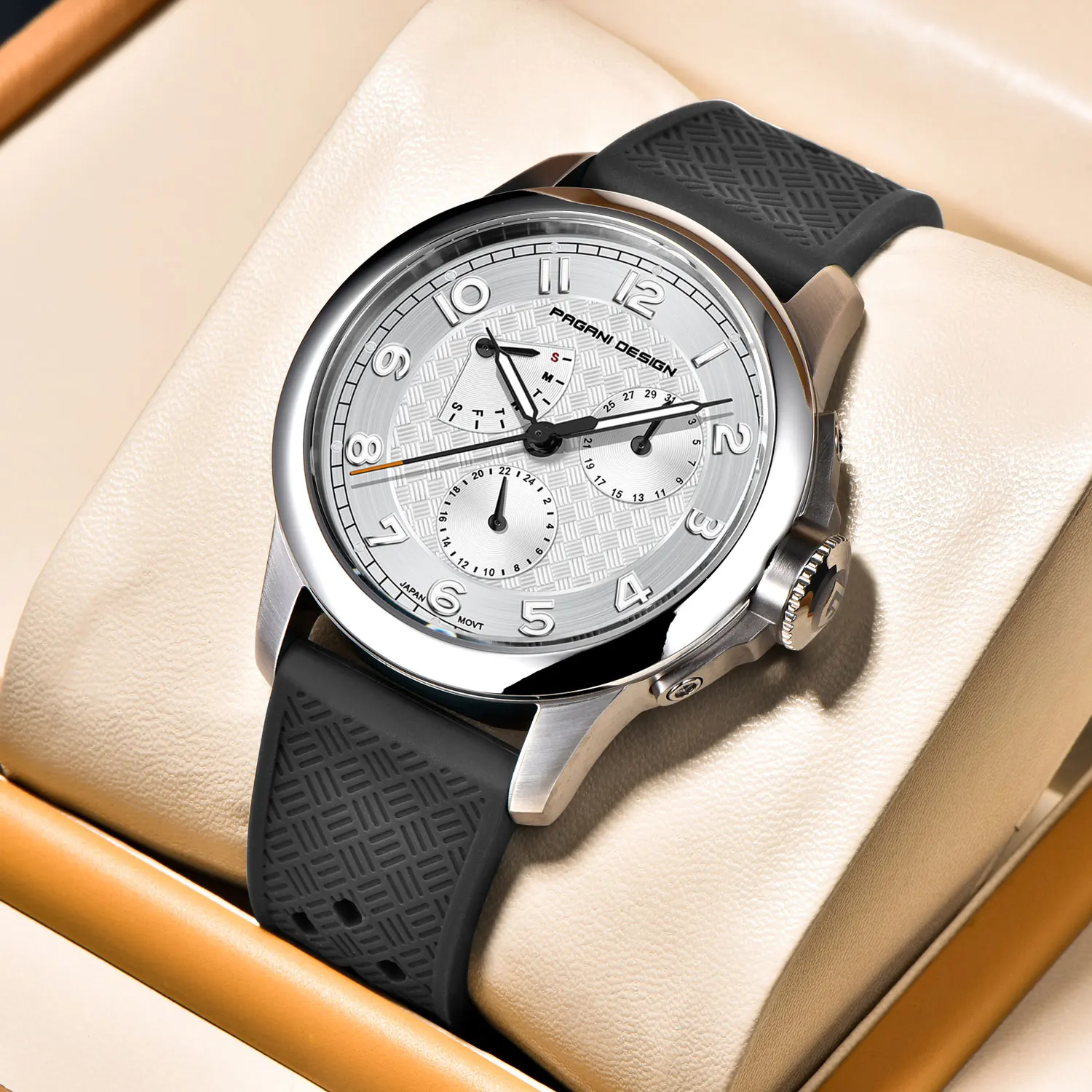 Pagani Design Man Watch 40mm Japan TMI VH88 Movt Sapphire Crystal Calendar 24 Hours 100M Waterproof Quartz Wristwatch reloj
Pagani Design Man Watch 40mm Japan TMI VH88 Movt Sapphire Crystal Calendar 24 Hours 100M Waterproof Quartz Wristwatch reloj