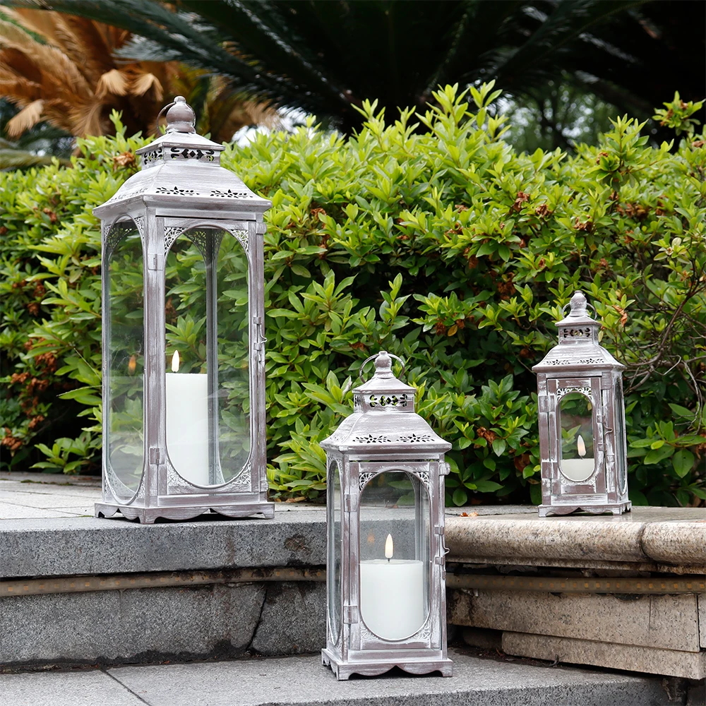 Set of 3 Vintage Candle Lanterns 10/14/19.5''H Decorative Outdoor Lantern Metal Candle Holder with Tempered Glass
Set of 3 Vintage Candle Lanterns 10/14/19.5''H Decorative Outdoor Lantern Metal Candle Holder with Tempered Glass