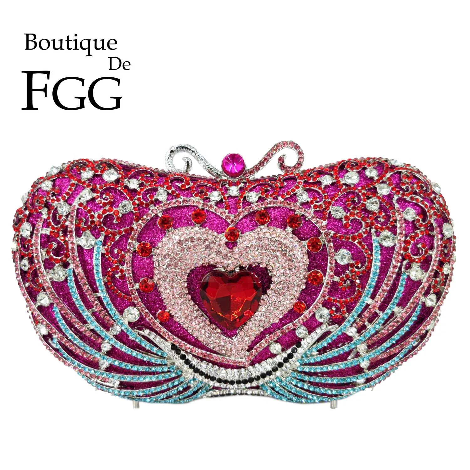 Boutique De FGG Heart Shape Women Crystal Clutch Evening Bags Wedding Bridal Rhinestone Handbags Party Dinner Minaudere Bag
Boutique De FGG Heart Shape Women Crystal Clutch Evening Bags Wedding Bridal Rhinestone Handbags Party Dinner Minaudere Bag