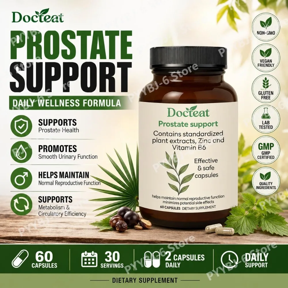 Prostate Support Capsules Saw Palmetto Nettle Extract Zinc Vitamin B6 Herbal Supplement for Daily Wellness, 60 Capsules
Prostate Support Capsules Saw Palmetto Nettle Extract Zinc Vitamin B6 Herbal Supplement for Daily Wellness, 60 Capsules