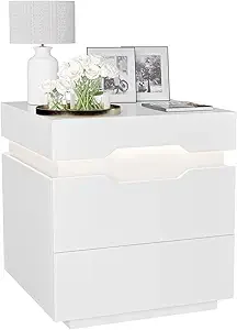 Nightstand with LED Light and Charging Station, Endtable with 2 Ders, Bede Table with Large acity, or Bedroom, 21.2" Height, Whi
Nightstand with LED Light and Charging Station, Endtable with 2 Ders, Bede Table with Large acity, or Bedroom, 21.2" Height, Whi