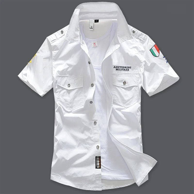 Male New Cotton Military Shirt Men Summer Short Sleeve Tops Casual Embroidery Dress Shirt Male Cargo Work Shirts Plus Size 6XL
Male New Cotton Military Shirt Men Summer Short Sleeve Tops Casual Embroidery Dress Shirt Male Cargo Work Shirts Plus Size 6XL