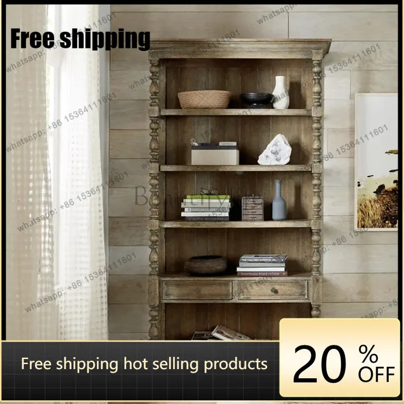 LD American solid wood bookcase hand-carved retro and old display storage cabinet
LD American solid wood bookcase hand-carved retro and old display storage cabinet