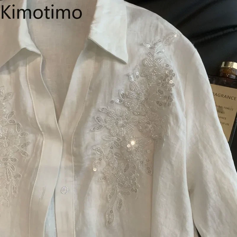 Kimotimo Long Sleeved Women Tops Luxury Sequin Design Ethnic Style White Shirt Temperament Casual Loose Sun Protection Blouses
Kimotimo Long Sleeved Women Tops Luxury Sequin Design Ethnic Style White Shirt Temperament Casual Loose Sun Protection Blouses