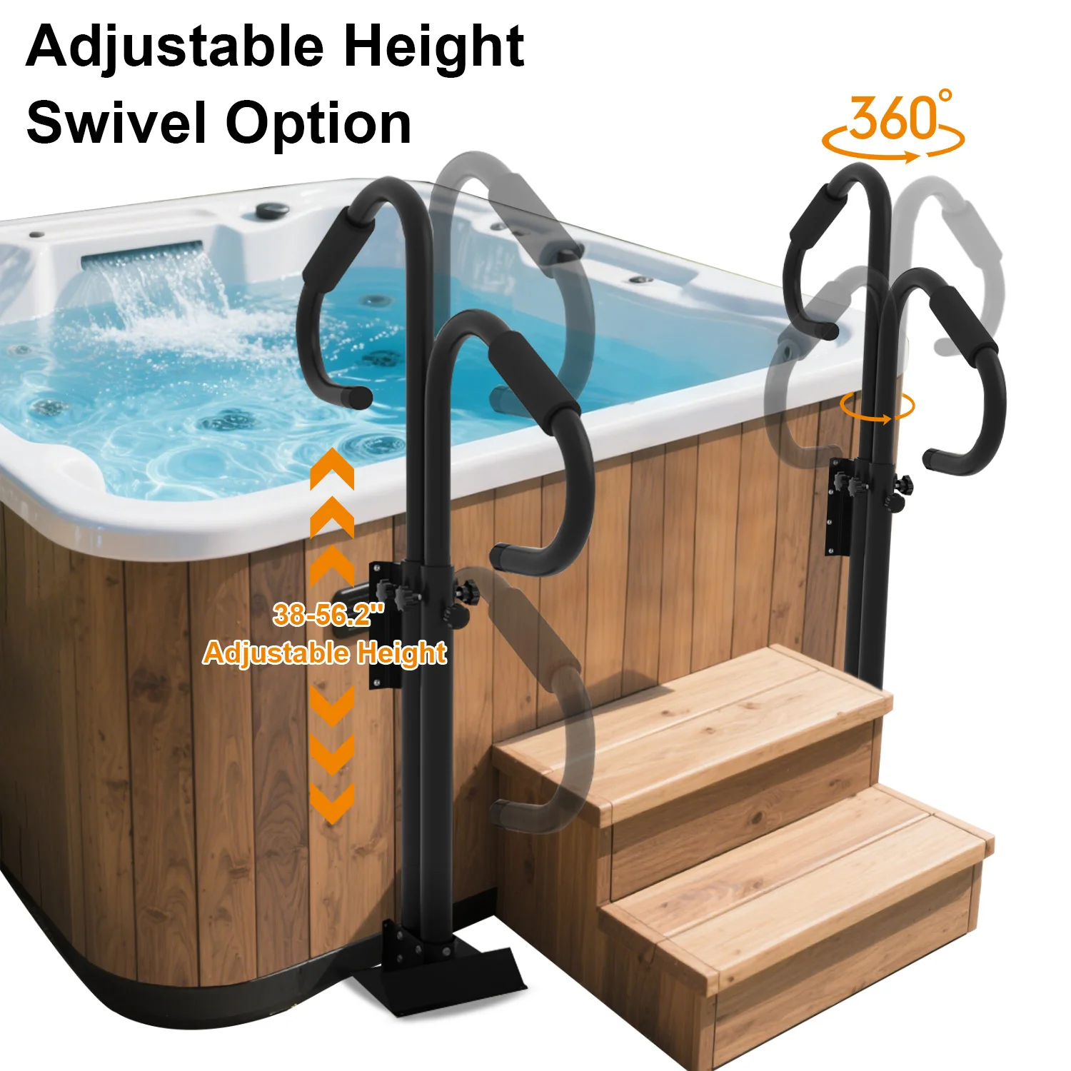 Anti Slip Armrest, 360 Degree Rotating Hot Tub Armrest With Adjustable Height, Two-Way Bathtub Armrest, Capable Of Bearing 600Lbs, Spa Side Handle, Suitable For Bathtubs, Swimming Pools, And Reservoirs
Anti Slip Armrest, 360 Degree Rotating Hot Tub Armrest With Adjustable Height, Two-Way Bathtub Armrest, Capable Of Bearing 600Lbs, Spa Side Handle, Suitable For Bathtubs, Swimming Pools, And Reservoirs