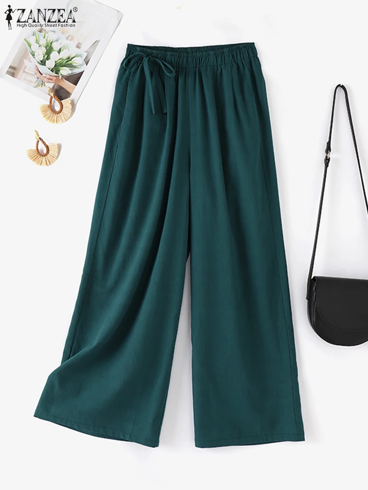 ZANZEA Women Cotton Pants Summer Elastic Waist OL Work Pantalon Elegant Loose Wide Leg Pant Spring Solid Lace-Up Long Trousers
ZANZEA Women Cotton Pants Summer Elastic Waist OL Work Pantalon Elegant Loose Wide Leg Pant Spring Solid Lace-Up Long Trousers