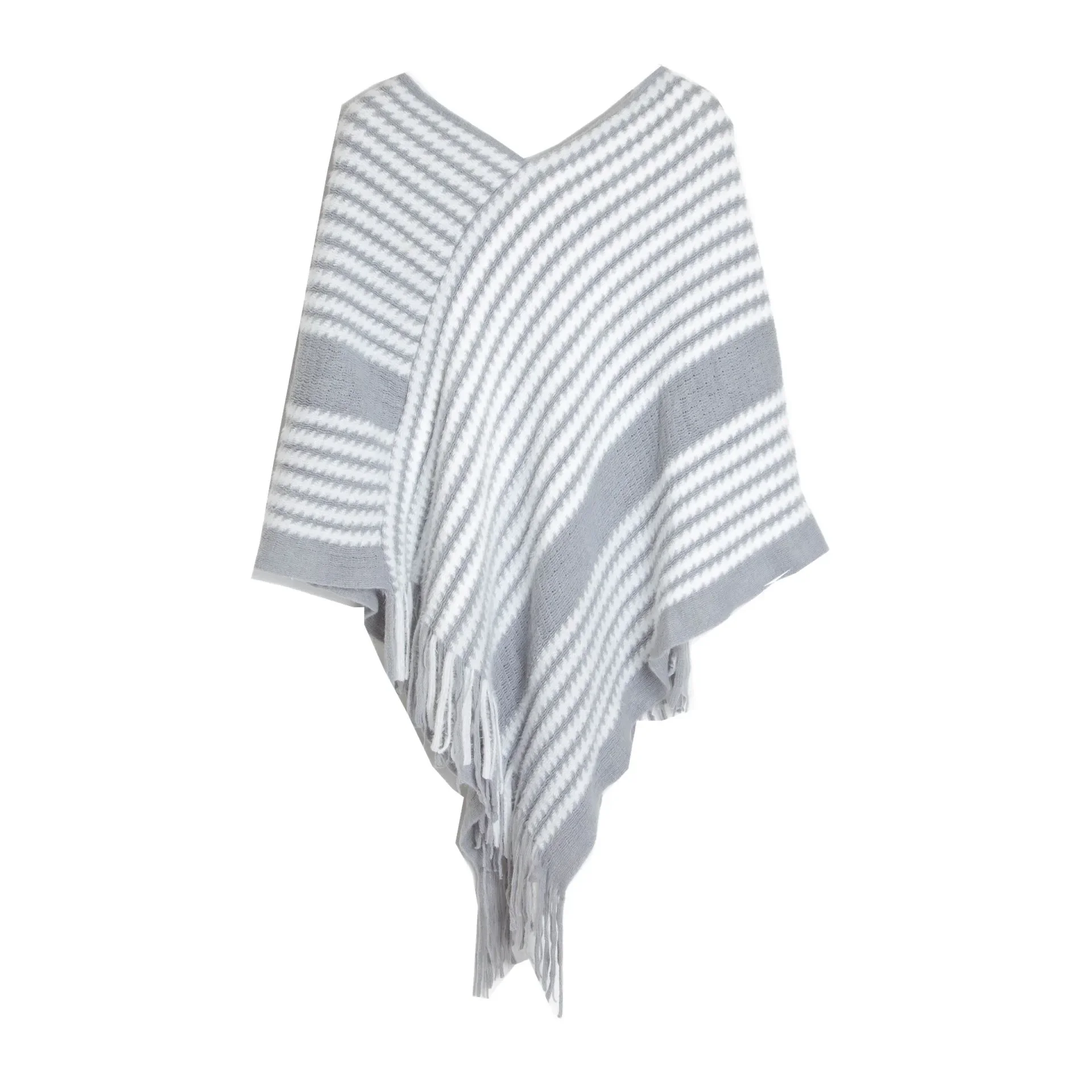Europe America Pullover Shawl Autumn Winter Knitwear Stripe Fashion Street Poncho Lady Capes Gray Cloaks
Europe America Pullover Shawl Autumn Winter Knitwear Stripe Fashion Street Poncho Lady Capes Gray Cloaks