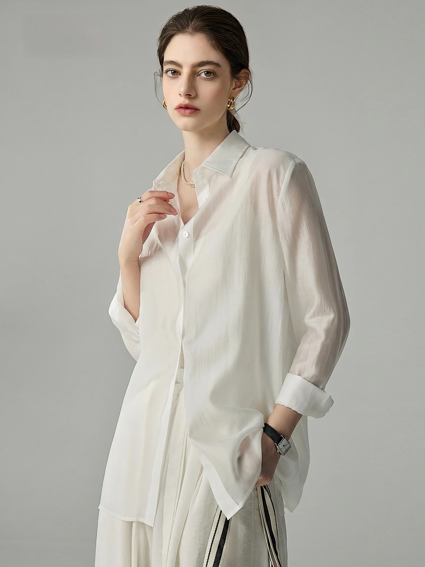 Yake Home Women's Summer Lyrical Shirt White Transparent Thin Sun Protection Outerwear Long Sleeve Collar Breathable Com...
Yake Home Women's Summer Lyrical Shirt White Transparent Thin Sun Protection Outerwear Long Sleeve Collar Breathable Com...