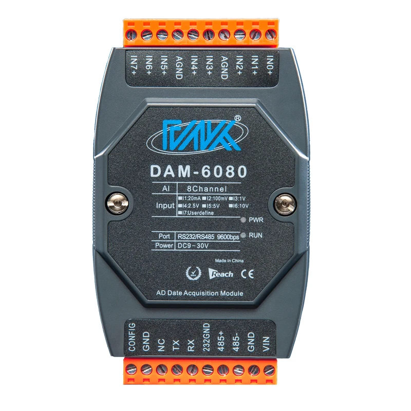 8-channel Analog Input Acquisition Module Isolates 0-10V4-20ma to RS485232 Transmitters with High Accuracy
8-channel Analog Input Acquisition Module Isolates 0-10V4-20ma to RS485232 Transmitters with High Accuracy