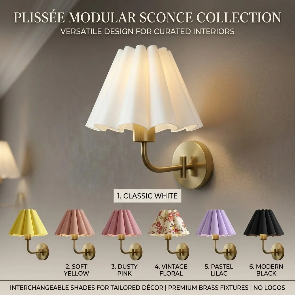 No Drill Stick-On with Interchangeable ShadesBattery Operated Wall Lamp with Rechargeable Bulb Cordless Pleated Wall Sconce
No Drill Stick-On with Interchangeable ShadesBattery Operated Wall Lamp with Rechargeable Bulb Cordless Pleated Wall Sconce