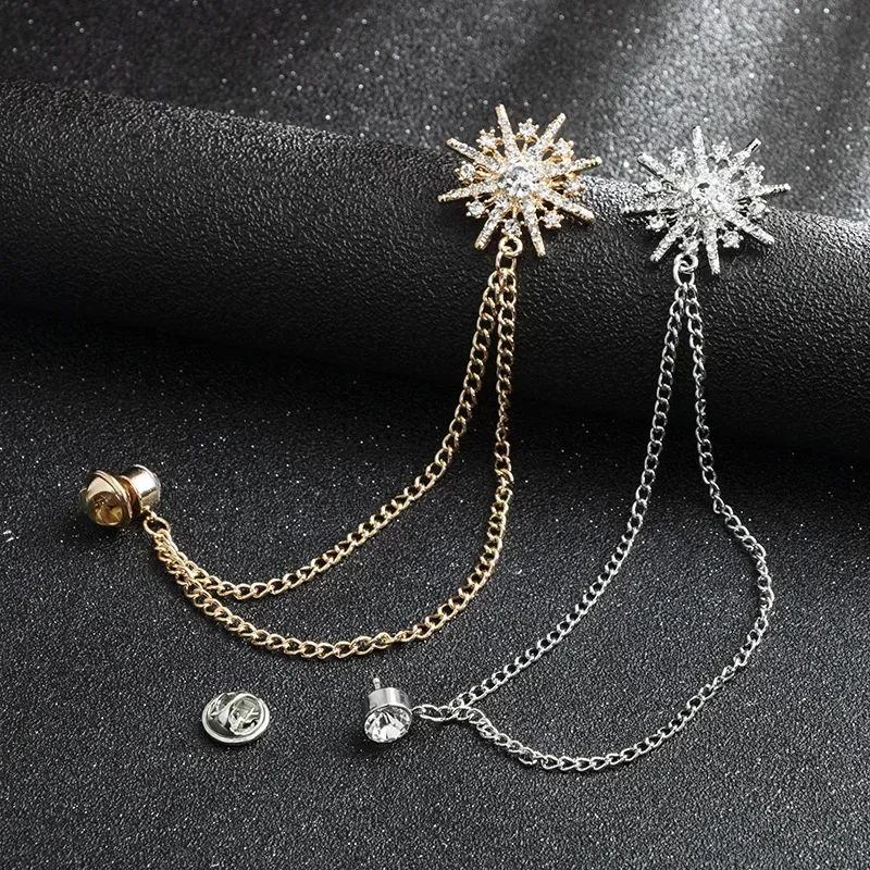 Korean High-end Rhinestone Star Brooch Crystal Tassel Chain Corsage Suit Coat Badge Lapel Pin for Men Women Clothing Accessories
Korean High-end Rhinestone Star Brooch Crystal Tassel Chain Corsage Suit Coat Badge Lapel Pin for Men Women Clothing Accessories