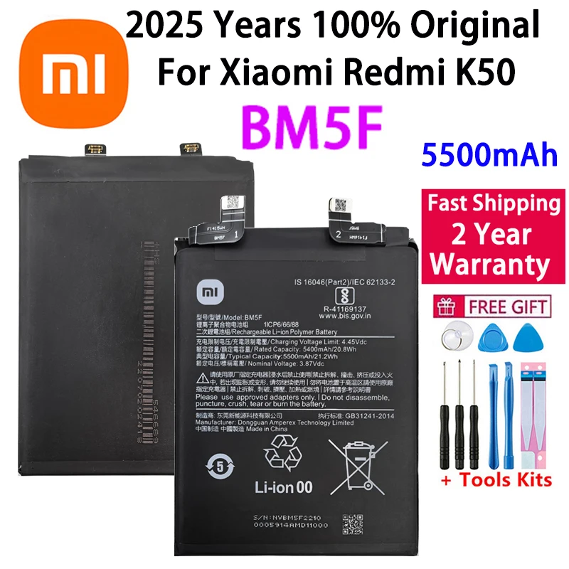 100% Original High Quality BM5F Battery For Xiaomi RedMi K50 Phone Batteries 5500mAh
100% Original High Quality BM5F Battery For Xiaomi RedMi K50 Phone Batteries 5500mAh