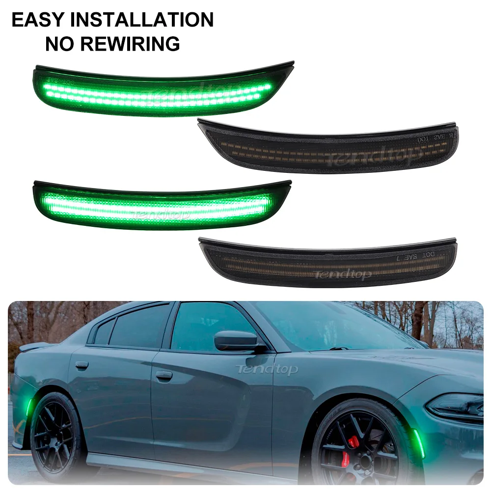 4pcs Car Flashing LED Side Marker Light Front & Rear Smoke Lens Led Side Marker Lights Kits for Dodge Charger 2015-2023
4pcs Car Flashing LED Side Marker Light Front & Rear Smoke Lens Led Side Marker Lights Kits for Dodge Charger 2015-2023