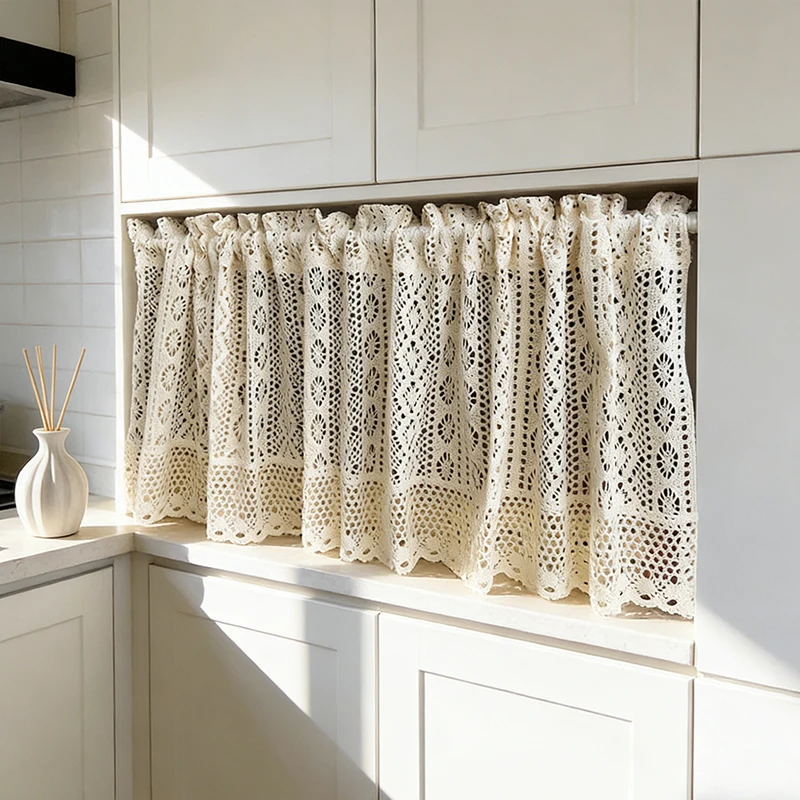 Boho Crochet Curtains Lace Kitchen Window Curtain Tiers Rod Pocket with Tassels Farmhouse Drapes for Bedroom
Boho Crochet Curtains Lace Kitchen Window Curtain Tiers Rod Pocket with Tassels Farmhouse Drapes for Bedroom