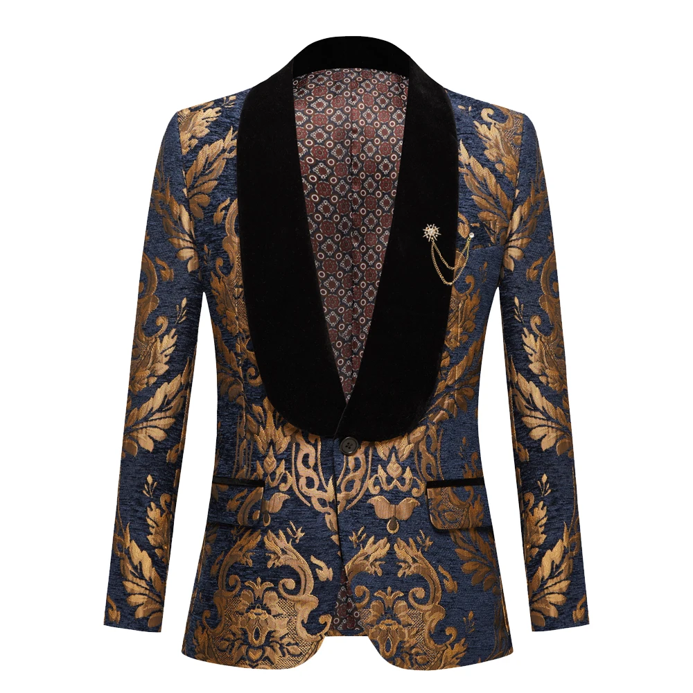 EU Size Fashion Man Jacquard Suit Coat High Quality Homme Business Dress Blazers Jacket 2022 Men's Blue Suit With Black Lapel
EU Size Fashion Man Jacquard Suit Coat High Quality Homme Business Dress Blazers Jacket 2022 Men's Blue Suit With Black Lapel