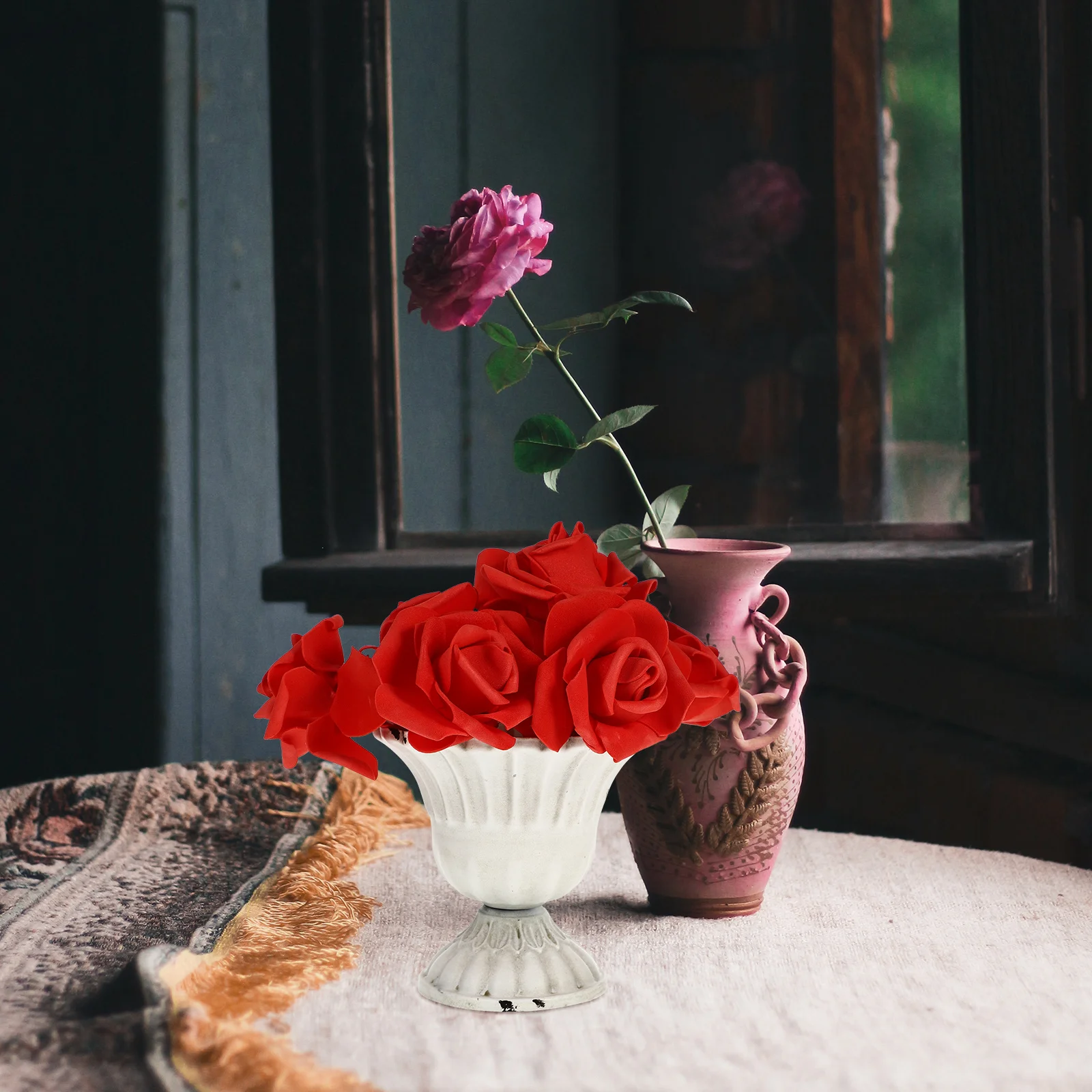 Vintage White Distressed Metal Flower Vase Creative Compact Decorative Pot For Home Office Tabletop Ornament Iron Plant
Vintage White Distressed Metal Flower Vase Creative Compact Decorative Pot For Home Office Tabletop Ornament Iron Plant