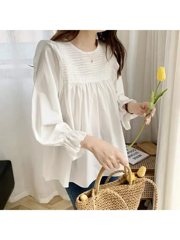 2024 Blusas Mujer De Moda, белая блузка для женщин, рубашки с круглым вырезом и длинными рукавами, топы большого размера, винтажные модные складные корейские блузки
2024 Blusas Mujer De Moda, белая блузка для женщин, рубашки с круглым вырезом и длинными рукавами, топы большого размера, винтажные модные складные корейские блузки