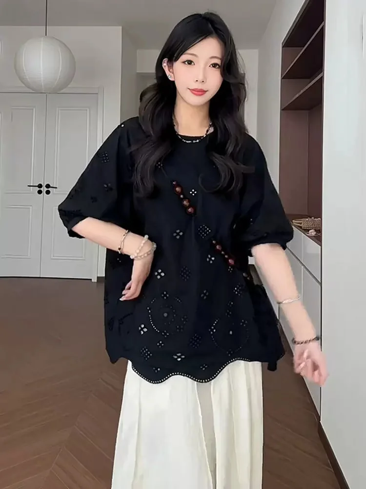 Summer New plus Size Loose Meat Concealing Design Sense Short Sleeve Small Shirt for Heavy Women Comfortable Korean Style
Summer New plus Size Loose Meat Concealing Design Sense Short Sleeve Small Shirt for Heavy Women Comfortable Korean Style