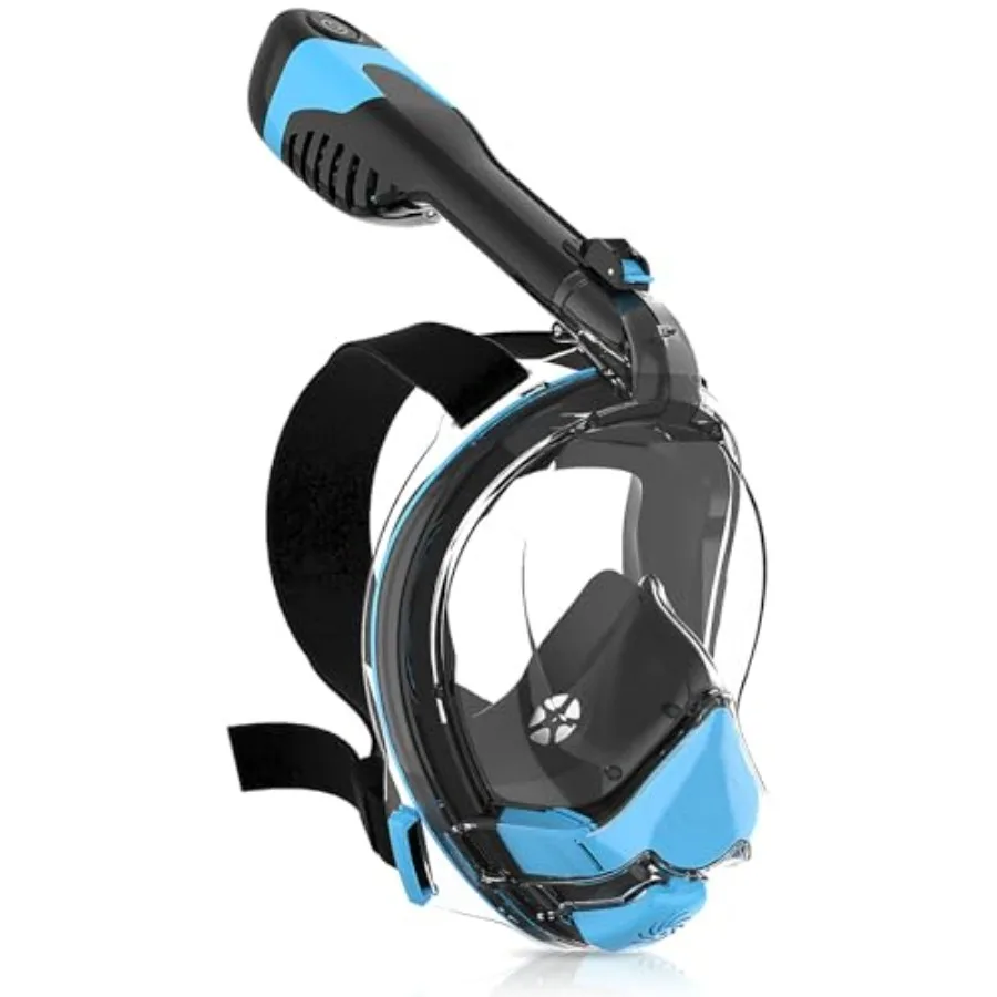 Electric Full Face Snorkel Mask for Adults: Silicone, Blue, Dry Top System, Patented Airflow with Fan, 180 Panoramic Foldable D
Electric Full Face Snorkel Mask for Adults: Silicone, Blue, Dry Top System, Patented Airflow with Fan, 180 Panoramic Foldable D