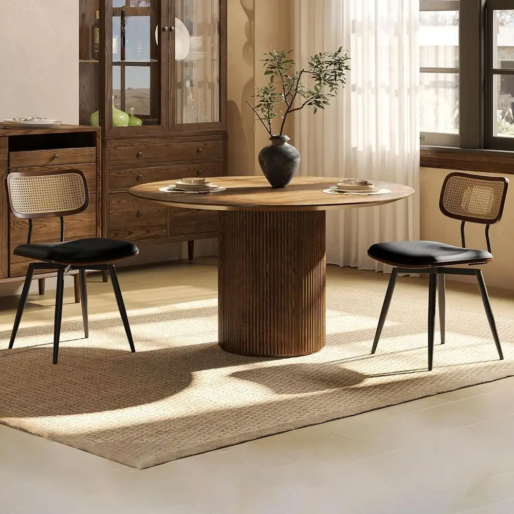 Swivel Leather & Rattan Dining Chairs Set of 2 with Walnut Finish, 360° Rotation for Kitchen/Living Room
Swivel Leather & Rattan Dining Chairs Set of 2 with Walnut Finish, 360° Rotation for Kitchen/Living Room