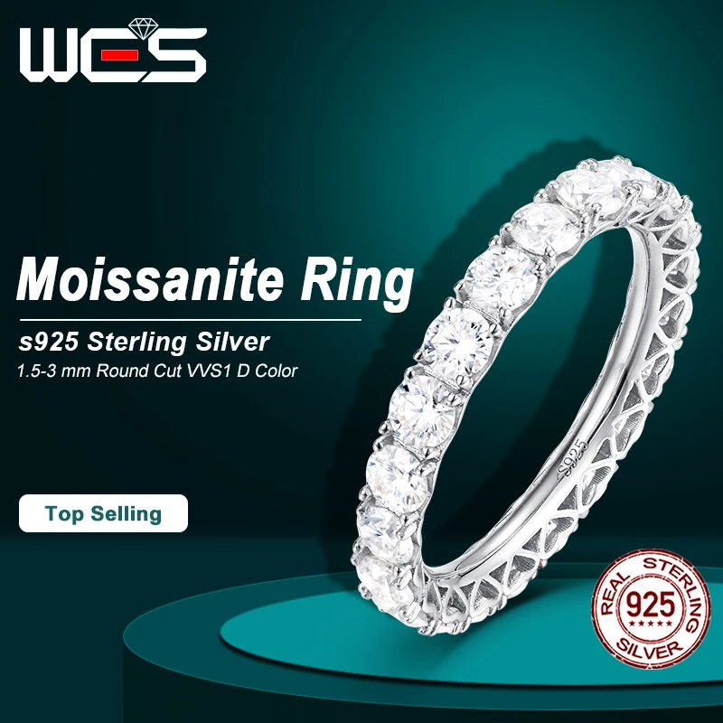 WES 2mm Full Eternity Moissanite Ring 925 Sterling Silver D Color VVS1 Stackable Wedding Band For Women Fine Jewelry
WES 2mm Full Eternity Moissanite Ring 925 Sterling Silver D Color VVS1 Stackable Wedding Band For Women Fine Jewelry