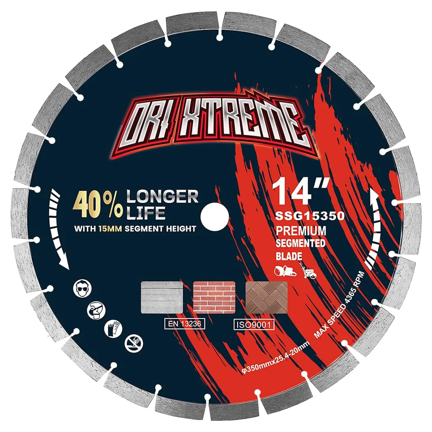 14 Inch Diamond Concrete Saw Blade for Dry/Wet Cutting, Segmented Design for Concrete, Masonry, Brick, Block with 1"-20mm Arbor
14 Inch Diamond Concrete Saw Blade for Dry/Wet Cutting, Segmented Design for Concrete, Masonry, Brick, Block with 1"-20mm Arbor