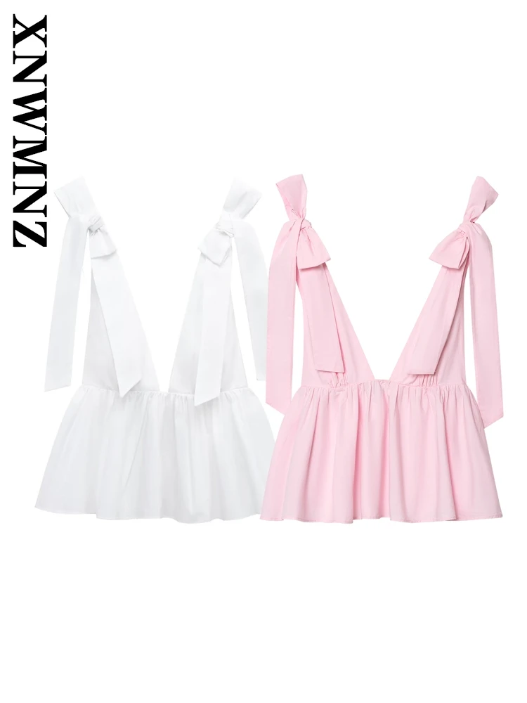 XNWMNZ 2025 Summer Women Clothing Party Simple wide shoulder strap Shoulder Backless Slip Top Sexy club Lady Sleeveless Bowknot
XNWMNZ 2025 Summer Women Clothing Party Simple wide shoulder strap Shoulder Backless Slip Top Sexy club Lady Sleeveless Bowknot