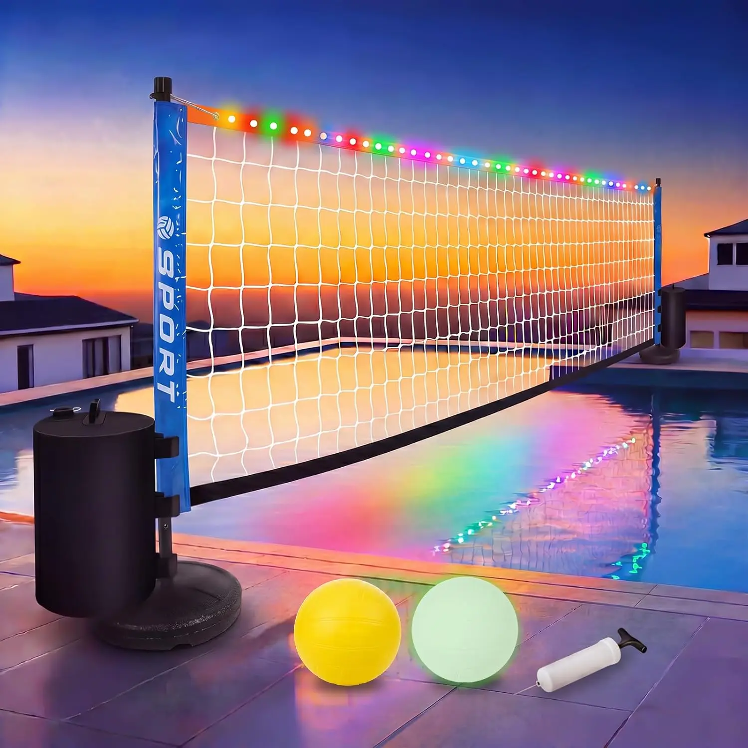 Complete Pool Volleyball Net System - Includes 2 Volleyballs, Sturdy Net with Stabilization Bracket & Dual 25L Water Bags, Adjustable Setup for Adults Family Backyard Pool Parties
Complete Pool Volleyball Net System - Includes 2 Volleyballs, Sturdy Net with Stabilization Bracket & Dual 25L Water Bags, Adjustable Setup for Adults Family Backyard Pool Parties
