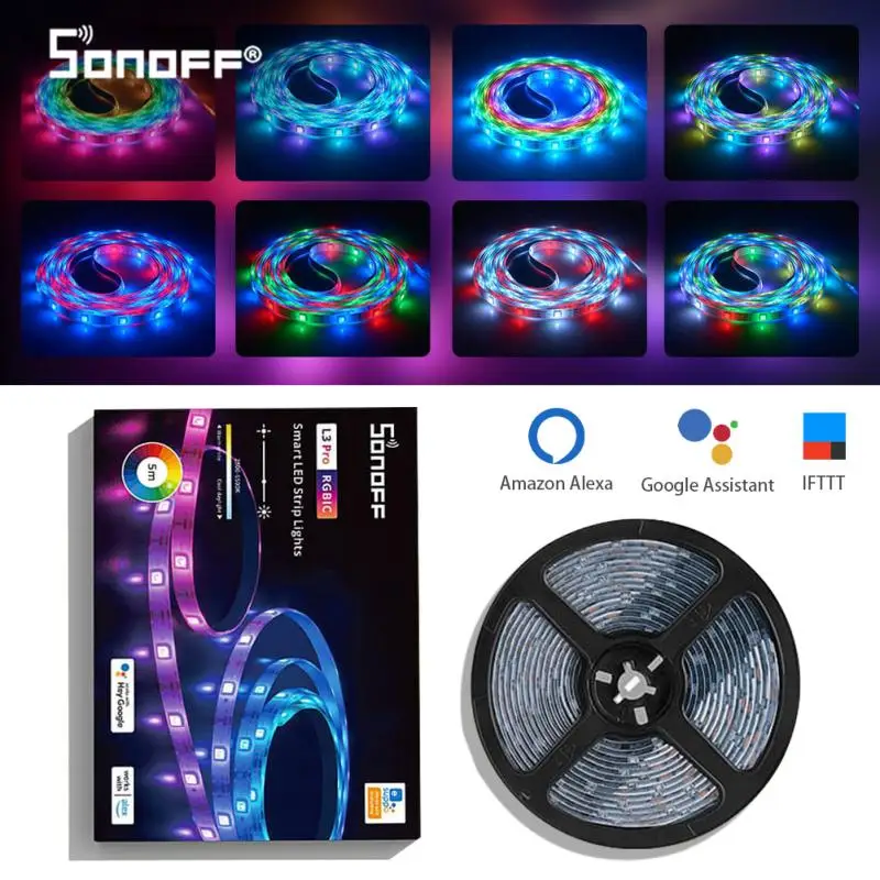 SONOFF L3 Pro 5M RGBIC Wifi Smart LED Strip Lights 16.4Ft Wireless Remote Voice/ Local Control Type C DC5V Adapter Smart Home
SONOFF L3 Pro 5M RGBIC Wifi Smart LED Strip Lights 16.4Ft Wireless Remote Voice/ Local Control Type C DC5V Adapter Smart Home