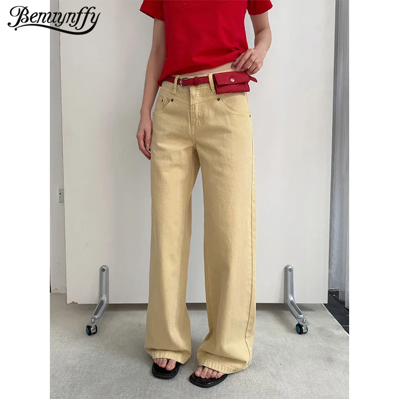 Benuynffy Khaki Mid Waist Straight Leg Jeans Women 2026 Spring Summer New Korean Casual All-Match Female Loose Denim Trousers
Benuynffy Khaki Mid Waist Straight Leg Jeans Women 2026 Spring Summer New Korean Casual All-Match Female Loose Denim Trousers