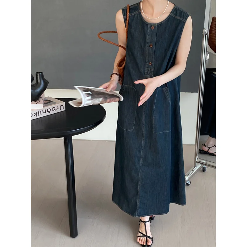 2025 Retro Sleeveless Denim Dress Summer High-Grade Loose Leisure Slimming Vest Dress C001
2025 Retro Sleeveless Denim Dress Summer High-Grade Loose Leisure Slimming Vest Dress C001