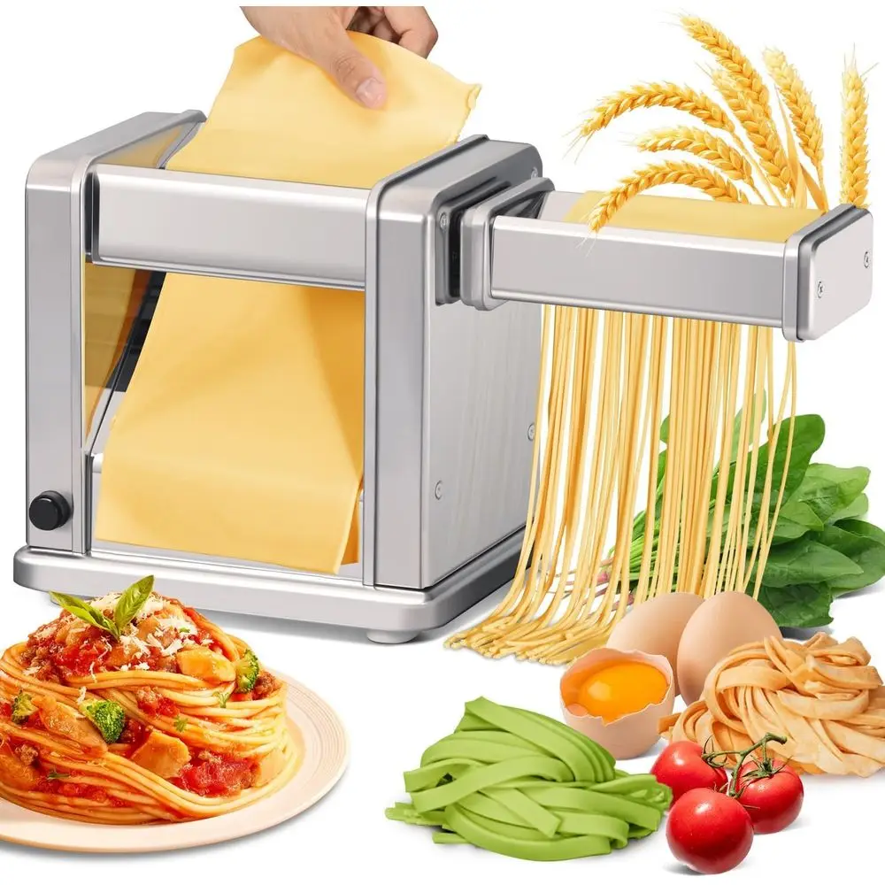 Domestic Electric Pasta Maker Automatic StainlSteel Noodle hine with Adjustable Dough Roller/Cutter or Home Handmade Spetti, ett
Domestic Electric Pasta Maker Automatic StainlSteel Noodle hine with Adjustable Dough Roller/Cutter or Home Handmade Spetti, ett