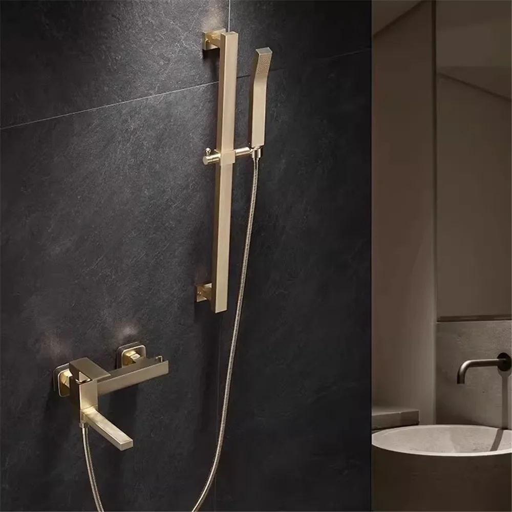 Brushed Gold Bath and Shower Faucet Set Wall Mounted Bathtub Faucet Shower Mixer Bathroom Taps Brass
Brushed Gold Bath and Shower Faucet Set Wall Mounted Bathtub Faucet Shower Mixer Bathroom Taps Brass