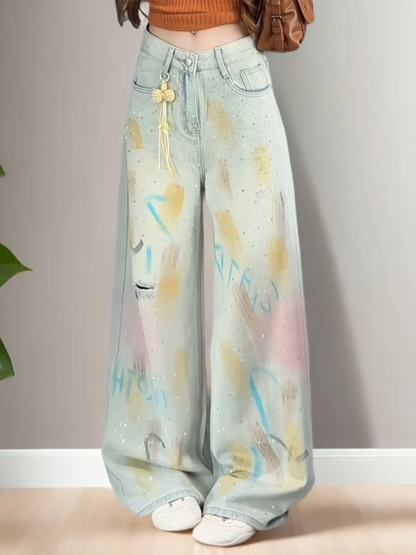 Retro Heavy Duty Glitter Graffiti Hole Denim Jeans Women's Straight Leg Pants Summer New Arrival Casual High Waist Zipper Fly...
Retro Heavy Duty Glitter Graffiti Hole Denim Jeans Women's Straight Leg Pants Summer New Arrival Casual High Waist Zipper Fly...