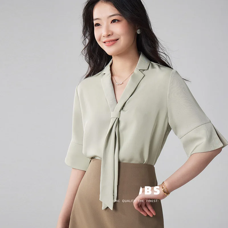 Women's Short Sleeve Shirt Summer Loose Design Sense Bow Tie Professional Commuter Top
Women's Short Sleeve Shirt Summer Loose Design Sense Bow Tie Professional Commuter Top